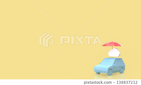 Vehicle Insurance Protection Concept With Umbrella And Cloud Symbol 3d render. 138837212