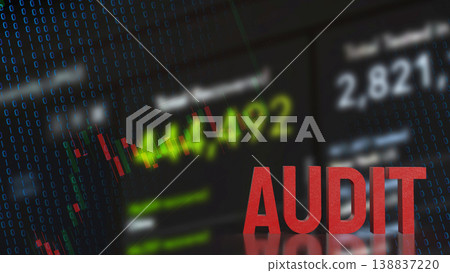 Digital Financial Audit Risk Concept with Data Visualization Background 3d render. Digital Financial Audit Risk Concept with Data Visualization Background 3d render. 138837220