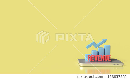 Business Revenue Growth Concept With Rising Chart And Digital Platform 3d render. Business Revenue Growth Concept With Rising Chart And Digital Platform 3d render. 138837231