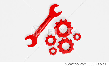 Business Tools and Gear Mechanism Maintenance Strategy Concept 3d render. Business Tools and Gear Mechanism Maintenance Strategy Concept 3d render. 138837241