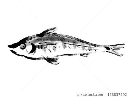 日式筆觸風格的魚形插畫 *Mehikari*。 138837292