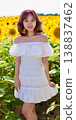身穿夏日洋裝、手持向日葵的女子 138837462