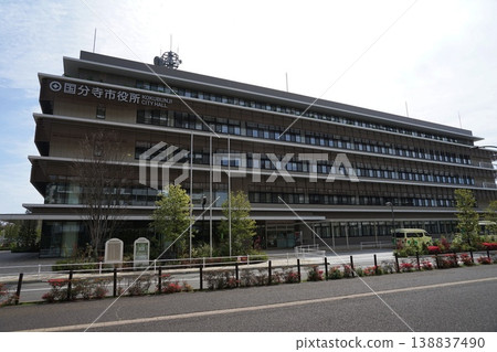 High-rise buildings stand out against the blue sky - April 17 Nishi-Kokubunji City Hall 138837490
