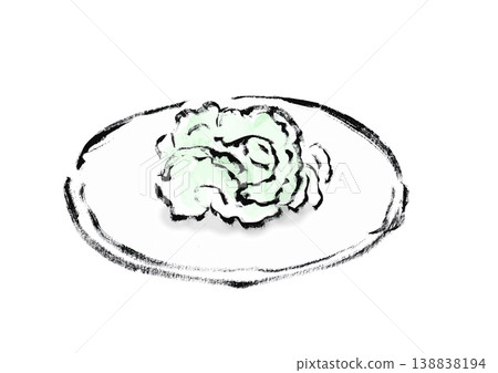 手繪日式風格的白色苦瓜切片插圖。 138838194