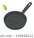 Frying pan and leaves - watercolor illustration - cooking ingredients 138838212