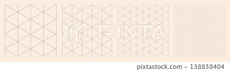 Square grid collection dotted isometric geometry, four samples blueprint style. Triangle lattice structure, interface Square grid collection dotted isometric geometry, four samples blueprint style. Triangle lattice structure, interface 138838404
