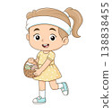Cute Little Girl Carrying Basket Cartoon Character Illustration Design 138838455