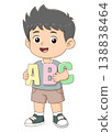 Cute boy holding alphabet letters ABC for early education illustration 138838464