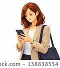 Illustration of a woman operating a smartphone 138838554