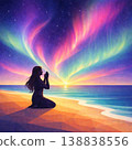A mindfulness illustration of a woman in harmony with nature. 138838556
