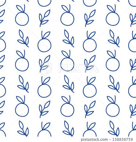 Orange fruit seamless pattern blue line art doodle citrus background for textile print Orange fruit seamless pattern blue line art doodle citrus background for textile print 138838759