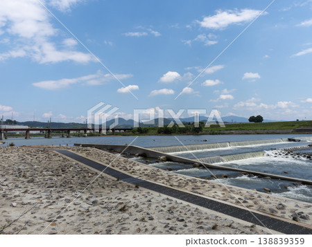 The Kashiwabara Dam on the Yamato River in midsummer 138839359