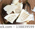 Freshly harvested bamboo shoots with the outer skin removed. 138839599