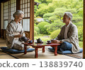 Seniors relaxing on the veranda 138839740