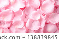 華麗美麗的紋理，以粉紅色為背景，玫瑰花瓣層疊散落。 138839845