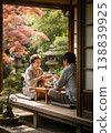 Seniors chatting with their grandchildren on the veranda 138839925