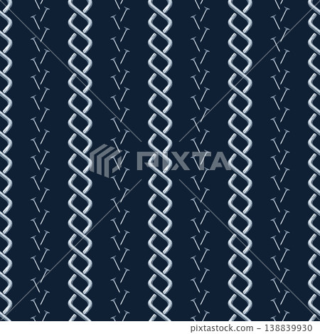 Seamless vertical industrial pattern with screws and nails on dark navy background. Watercolor illustration. 138839930