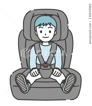 Illustration of a boy in a child car seat Illustration of a boy in a child car seat 138839962