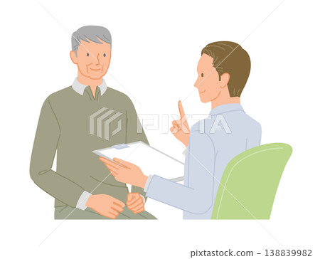 A senior man receiving an explanation from a doctor at a hospital (medical examination scene) 138839982