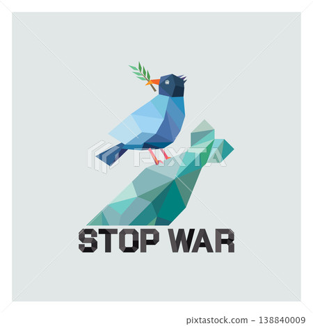 STOP WAR polygon signage isolated on gray background STOP WAR polygon signage isolated on gray background 138840009