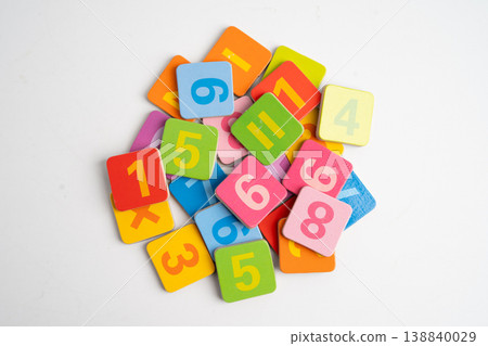 Math number colorful on white background, Math number colorful on white background, 138840029