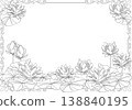 背景素材：花框，蓮花（單色帶邊框），書法。 138840195