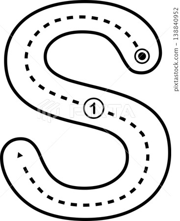 Letter S Tracing Worksheet for Kids, Black and White Alphabet Handwriting Practice 138840952