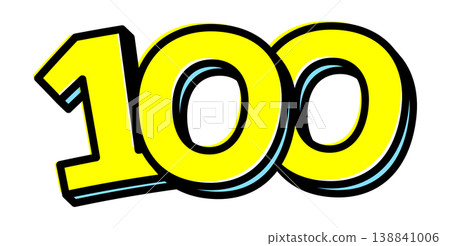 單一“100”字元。採用醒目的黑色邊框和黃色字體,呈現普普藝術風格。適用於價格、積分和數量等資訊。 單一“100”字元。採用醒目的黑色邊框和黃色字體,呈現普普藝術風格。適用於價格、積分和數量等資訊。 138841006