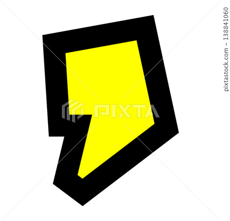 Character parts for comma and apostrophe "'". A pop-style symbol with a thick black outline and yellow text. Includes abbreviations and English notation. Character parts for comma and apostrophe "'". A pop-style symbol with a thick black outline and yellow text. Includes abbreviations and English notation. 138841060