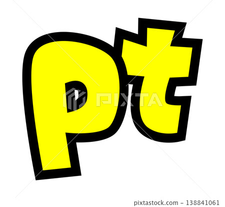 "Pt" letter component material. A pop-style logo with a thick black outline and yellow lettering. Material for the Points Platinum campaign. 138841061