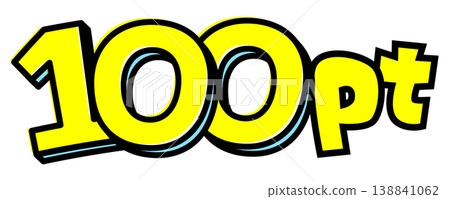100pt text element material. A pop-style logo with a thick black outline and yellow text. For point reward/giveaway advertisements. 138841062