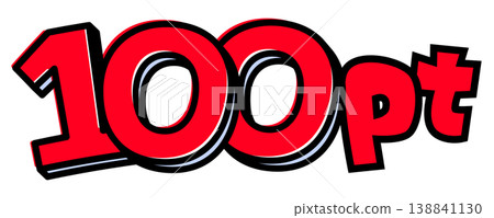 100pt text element material. A pop-style logo with a thick black outline and red lettering. For point reward and giveaway advertisements. 138841130