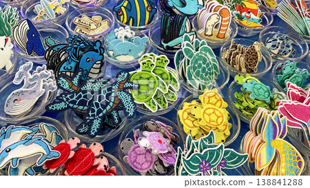 Colorful tropical-themed embroidered patches Colorful tropical-themed embroidered patches 138841288
