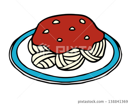 Hand-drawn tomato sauce pasta; simple Western food illustration. Hand-drawn tomato sauce pasta; simple Western food illustration. 138841369