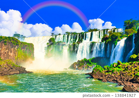 Iguazu Falls, a World Heritage Site, and cumulonimbus clouds (composite view) 138841927
