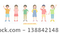 一組兒童各種姿勢的插圖 138842148