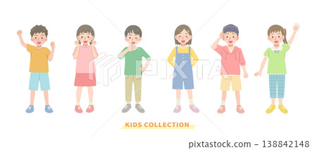 A set of illustrations of children in various poses A set of illustrations of children in various poses 138842148