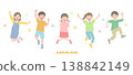 一組兒童跳躍的插圖 138842149