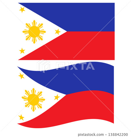 National Flag of Philippines. Philippines flag. Waving flag of Philippines. flat style. National Flag of Philippines. Philippines flag. Waving flag of Philippines. flat style. 138842200