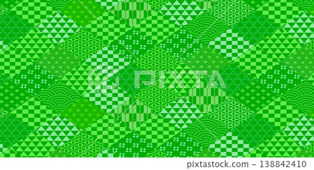 傳統綠色日式幾何圖案背景設計 傳統綠色日式幾何圖案背景設計 138842410