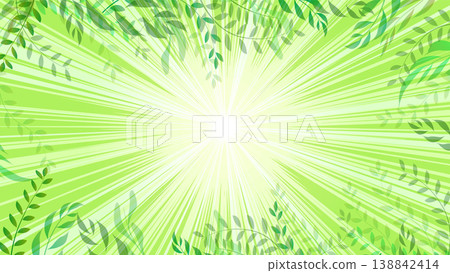 A vibrant green background with natural leaves and converging lines. A vibrant green background with natural leaves and converging lines. 138842414