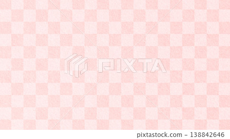Pink Japanese patterned paper texture with a checkered background. 138842646
