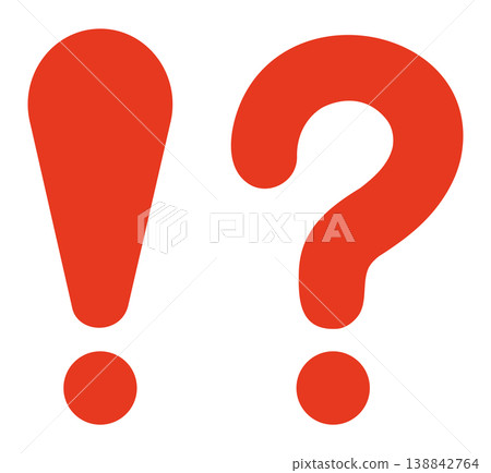 感嘆號和問號都是表示驚訝的圖示。 感嘆號和問號都是表示驚訝的圖示。 138842764