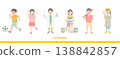 一組兒童各種姿勢的插圖 138842857