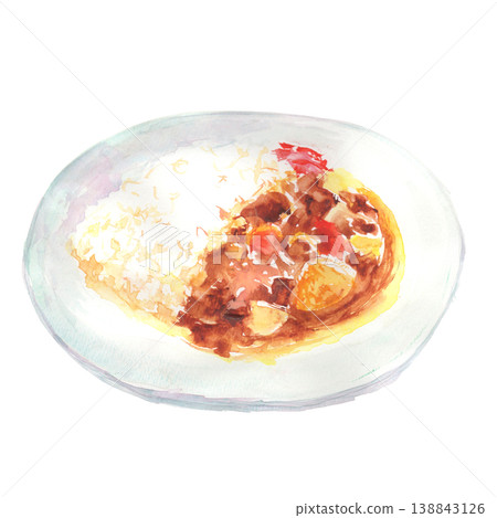 咖哩飯的水彩插圖 咖哩飯的水彩插圖 138843126