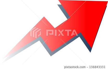 A red arrow pointing upwards to the right when viewed from the front. 138843331