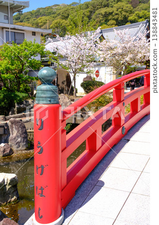 櫻花盛開的神戶須磨寺龍香橋 138843481