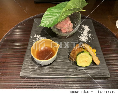 A fusion Japanese and Western appetizer plate | A luxurious dish of modern Japanese cuisine. 138843540