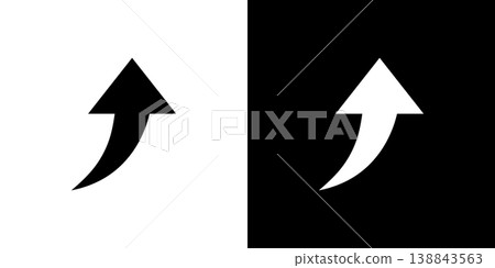 Upward/rising monochrome arrow icon 138843563