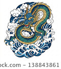 Dragon (Wave) | Japanese-style Dragon / Japanese Mythology Illustration 138843861